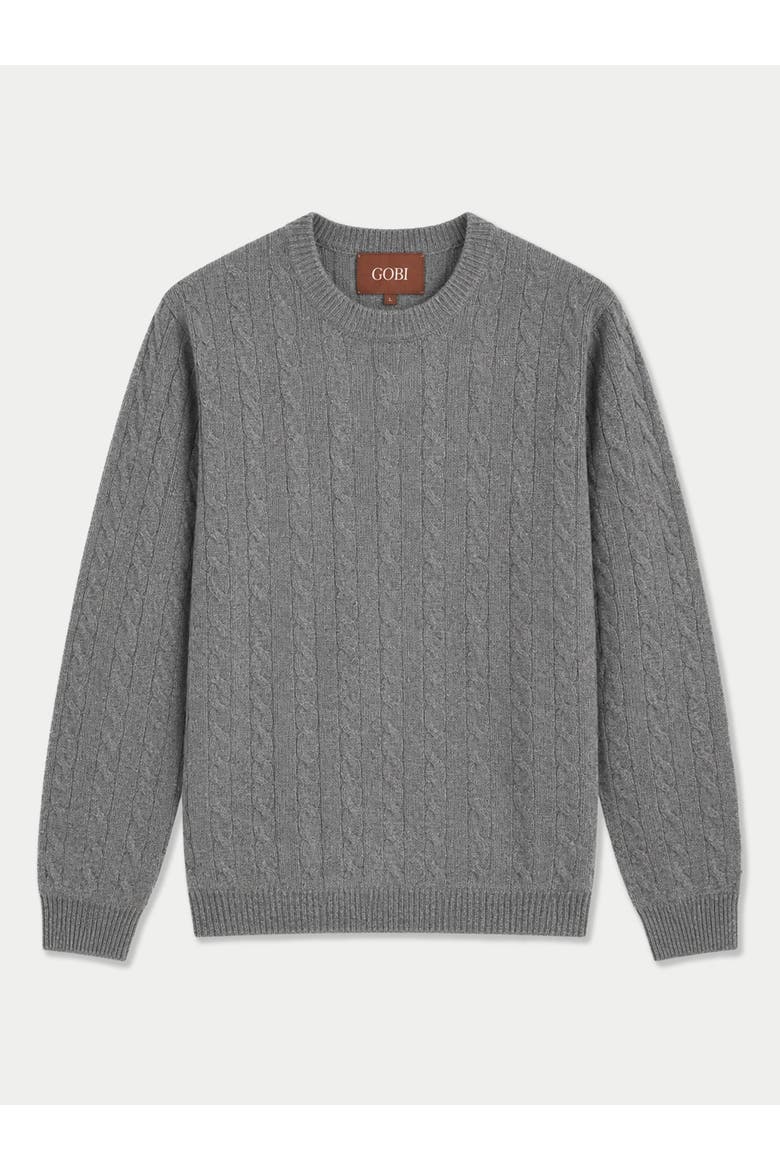 Cashmere Cable-knit Crewneck Sweater, Main, color, dim gray