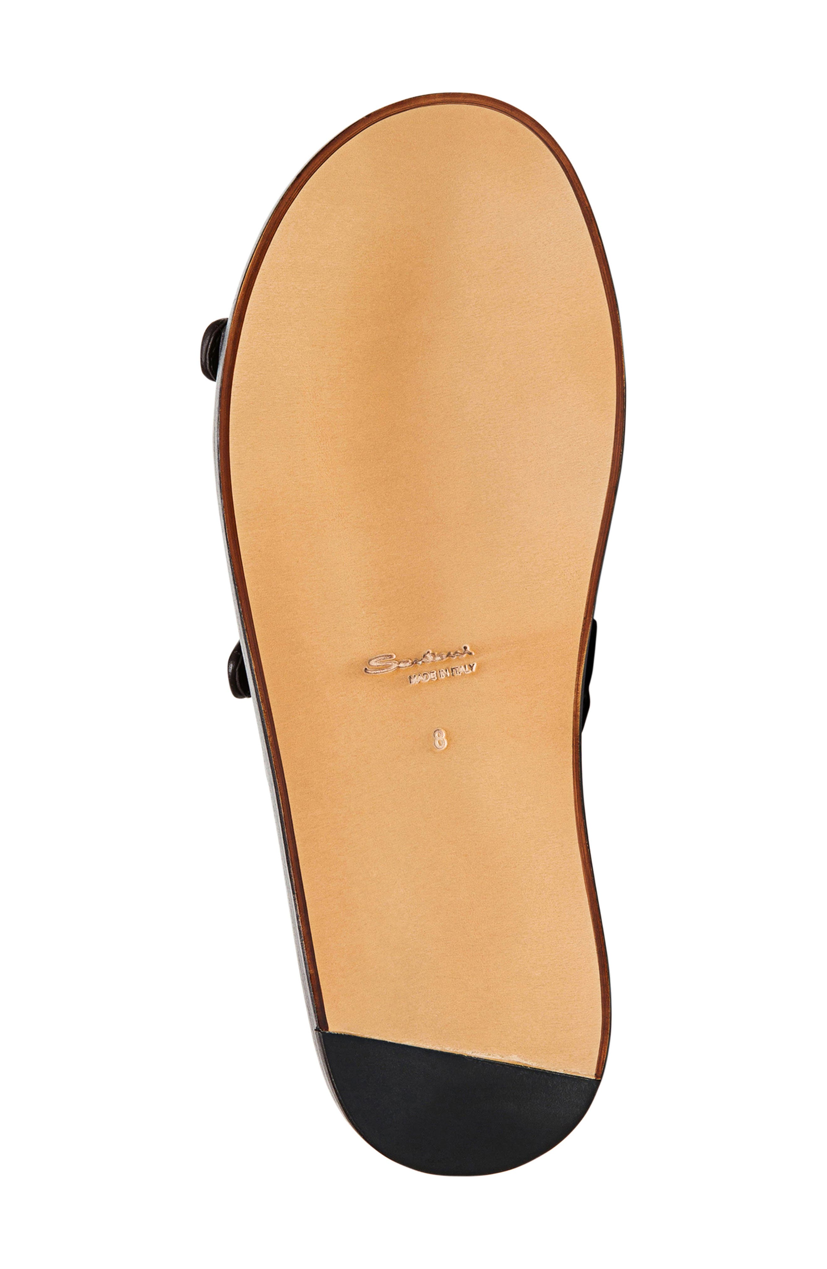 Santoni Duo Woven Leather Monk Strap Slide Sandal, Alternate, color, Dark Brown-T65