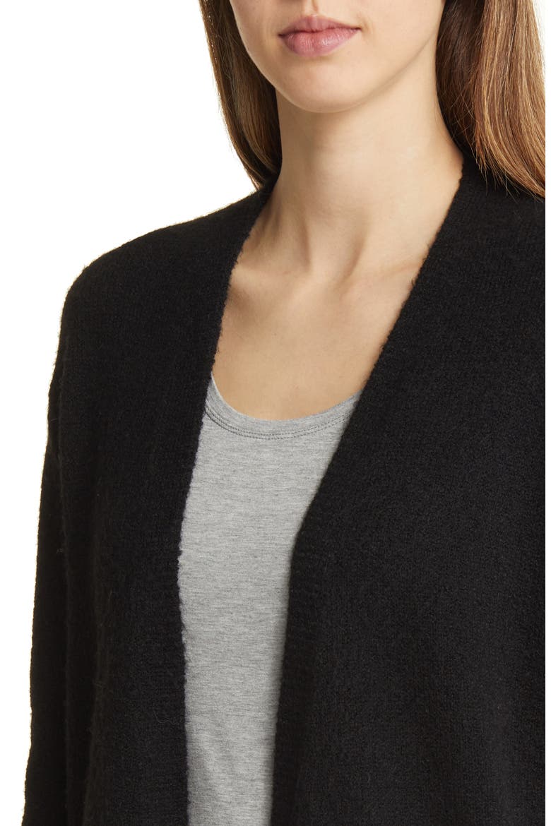 Open Front Cardigan, Alternate, color, BLACK
