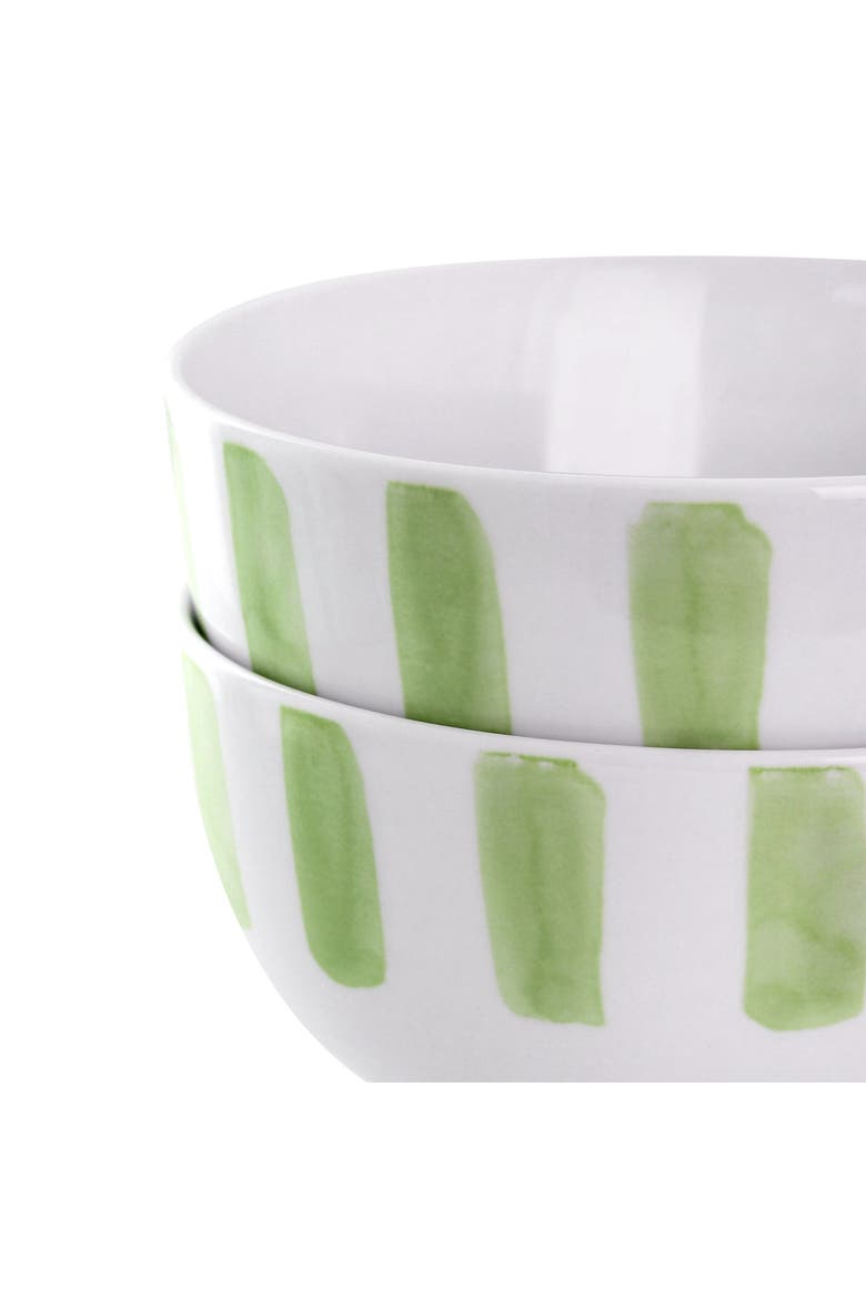 2 Piece Fine Ceramic Cereal Bowl Set, Alternate, color, Green