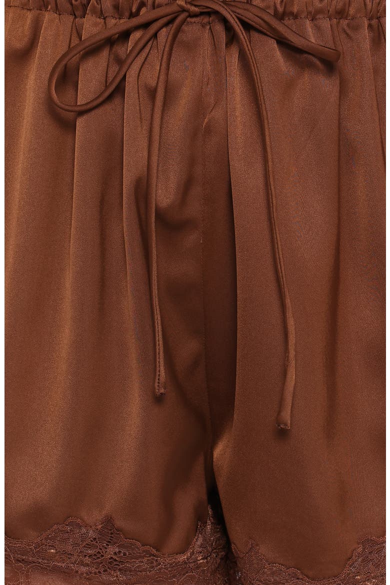 Arlet Lace Trim Satin Shorts, Alternate, color, CHOCOLATE BROWN
