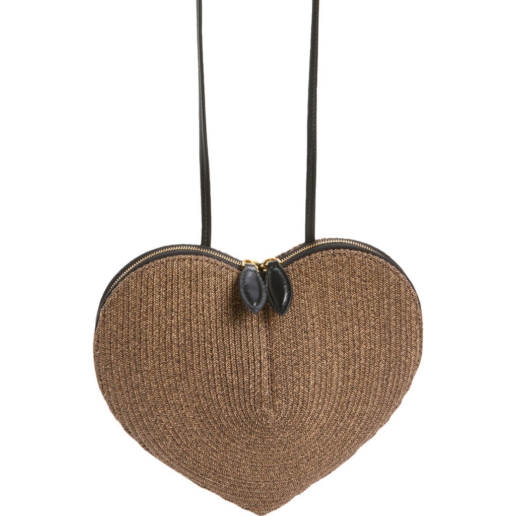 Alaïa Le Coeur Raffia Crossbody Bag in Brun 743 at Nordstrom