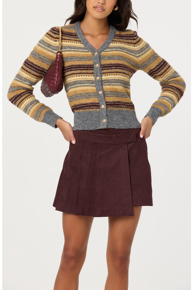 Theodora Faux Suede Miniskirt, Alternate, color, EGGPLANT