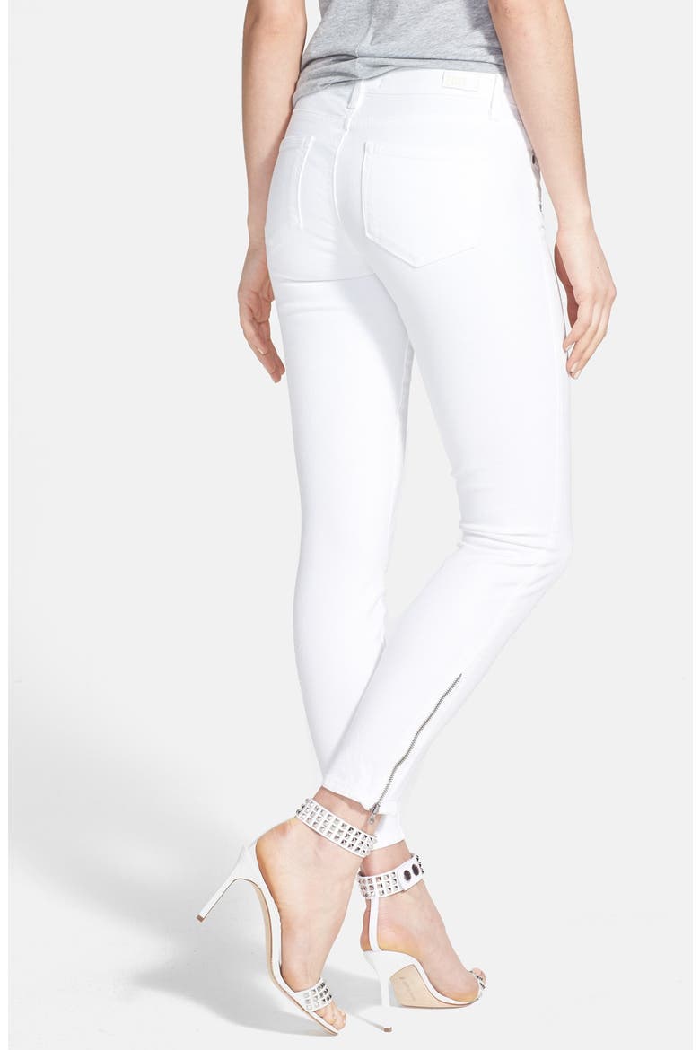 Denim 'Jane' Zip Detail Ultra Skinny Jeans, Alternate, color, OPTIC WHITE