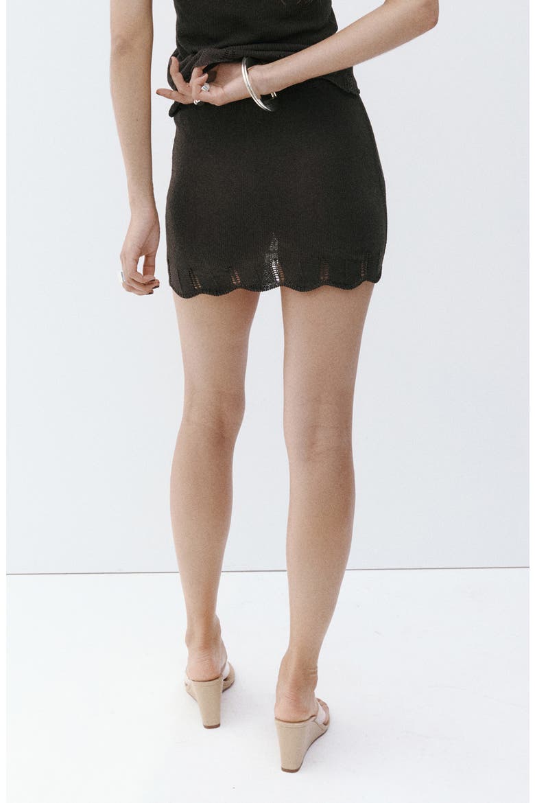 Scalloped Crochet Miniskirt, Alternate, color, CHOCOLATE