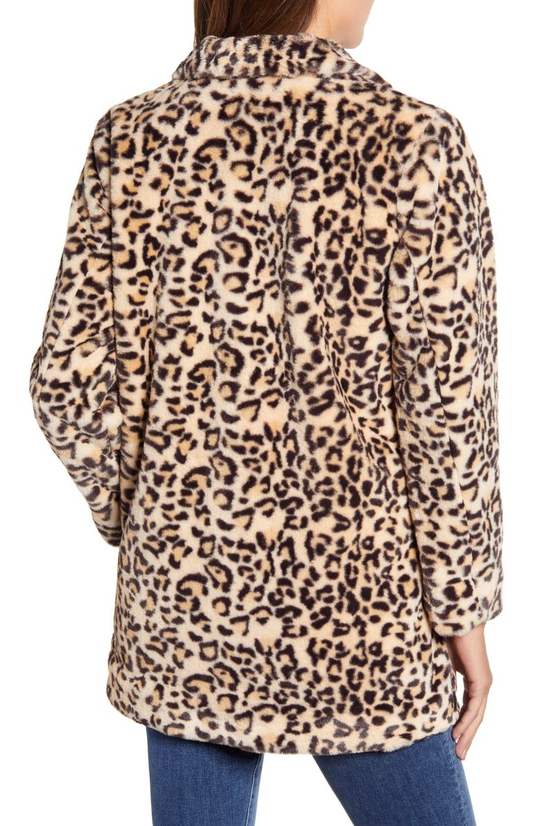 Wit & Wisdom Leopard Print Faux Fur Coat, Alternate, color, 