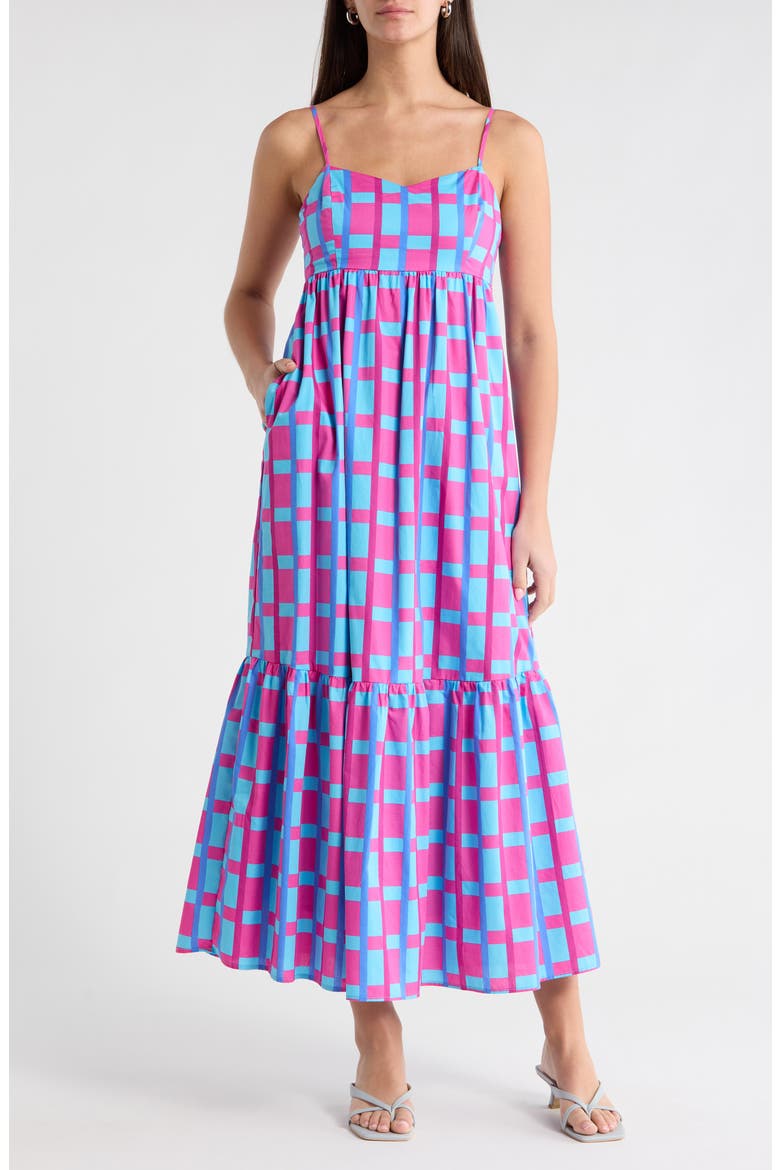 Marvy Check Maxi Sundress, Main, color, FUCHSIA-BLUE-MULTI