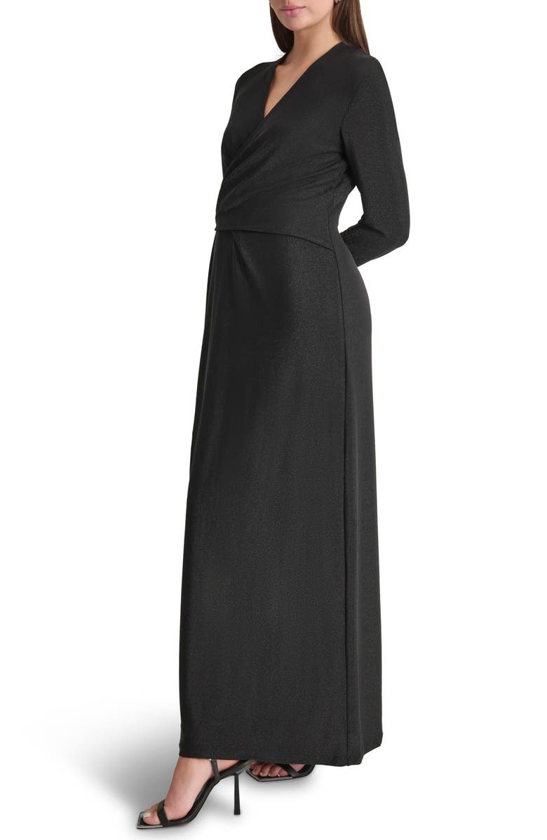 DKNY Long Sleeve A-Line Dress, Alternate, color, Black/ Black