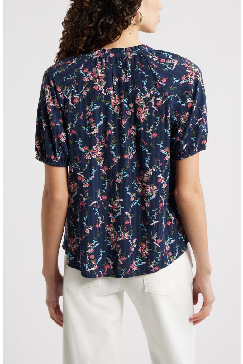 Floral Button-Up Top, Alternate, color, NAVY LILIBET FLORAL