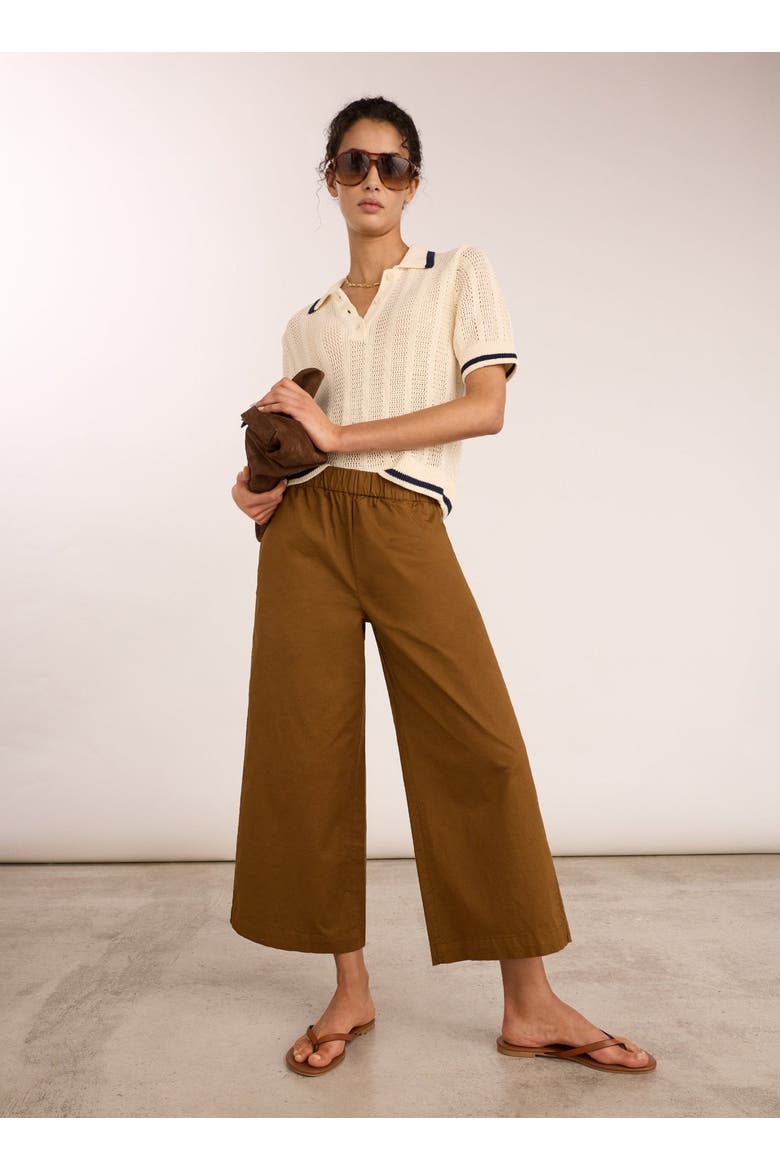 Shelby Organic Cotton Wide Leg Trousers, Alternate, color, Milk Chocolate
