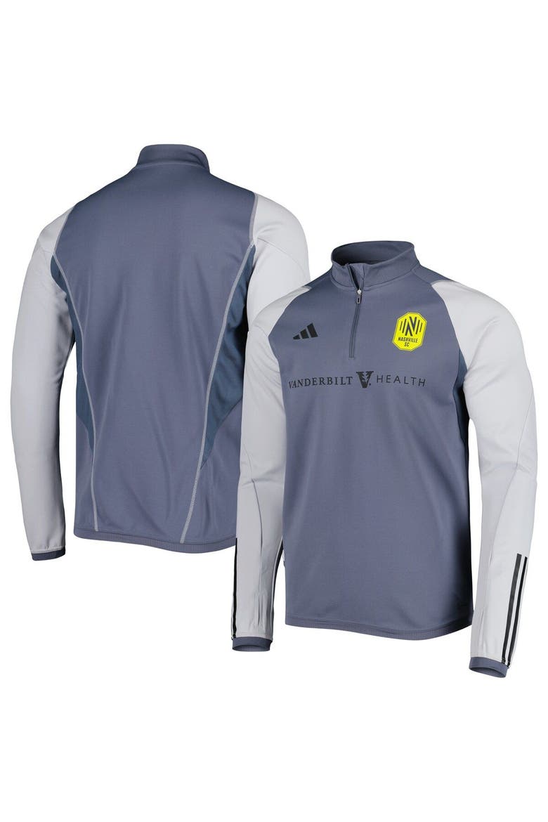 Men's adidas Gray Nashville SC 2023 On-Field AEROREADY Quarter-Zip Training Top, Main, color, Gray