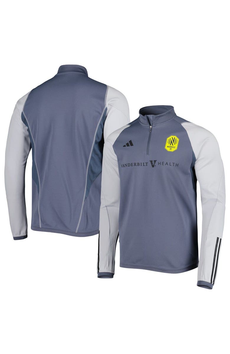 adidas Men's adidas Gray Nashville SC 2023 On-Field AEROREADY Quarter-Zip Training Top, Main, color, Gray