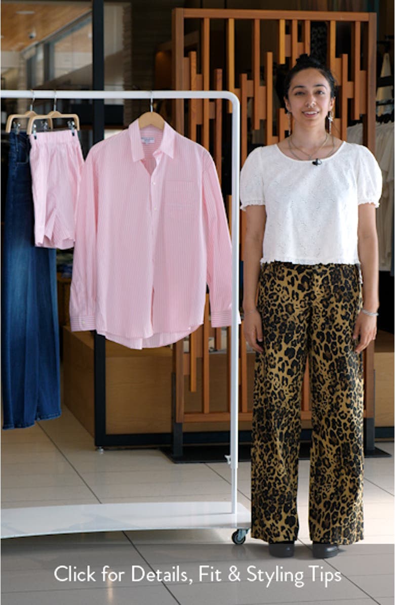 Eden Script Stripe Cotton Button-Up Shirt, sales video thumbnail