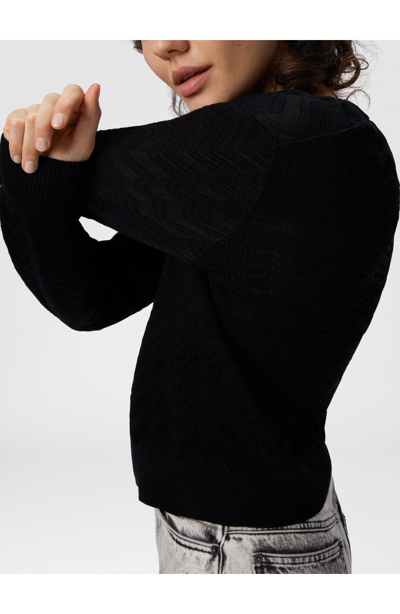 Missoni Crew Neck Sweater With Chevron Pattern, Alternate, color, Black