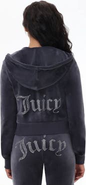 Juicy Couture Luxe Velour Soft Chic Hoodie, Titanium