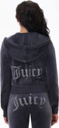 Juicy Couture Luxe Velour Soft Chic Hoodie, Titanium