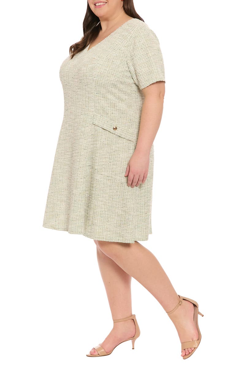 London Times Bouclé Metallic Tweed Dress, Alternate, color, Green/ Multi