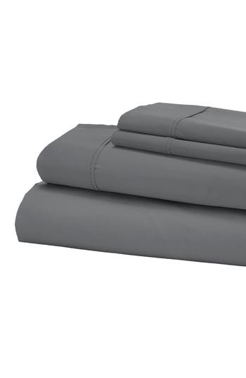 Modern Threads Solid 400 Thread Count Egyptian Cotton Sheet Set In Grey