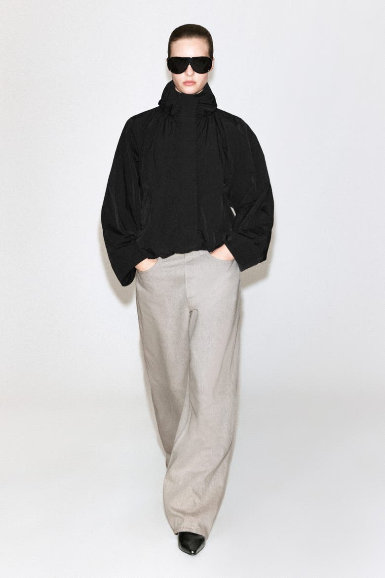 Nylon Mock-neck Jacket, Alternate, color, BLACK