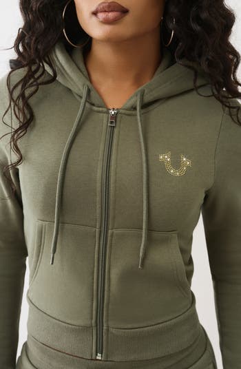 Tiger Shrunken Front Zip Crop Hoodie