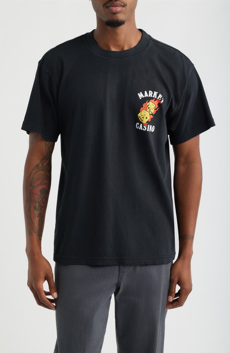 MARKET Flaming Dice Cotton Graphic T-Shirt, Main, color, Black