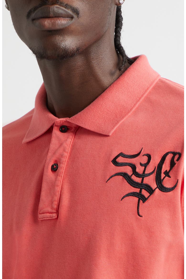 George Embroidered Crest Organic Cotton Polo, Alternate, color, TOMATINI