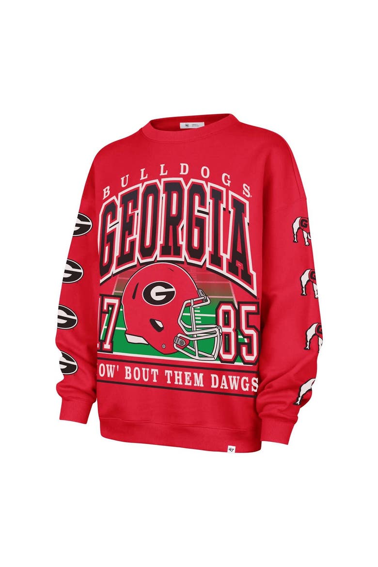 Women's '47 Red Georgia Bulldogs Go Big Oversized Pullover Sweatshirt, Alternate, color, Red