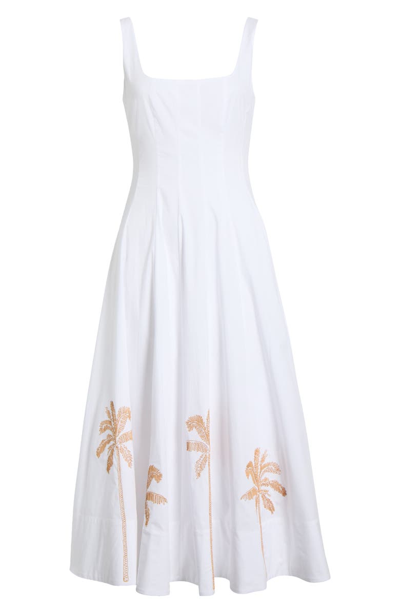 STAUD Wells Sleeveless Midi Sundress, Main, color, White Embroidered