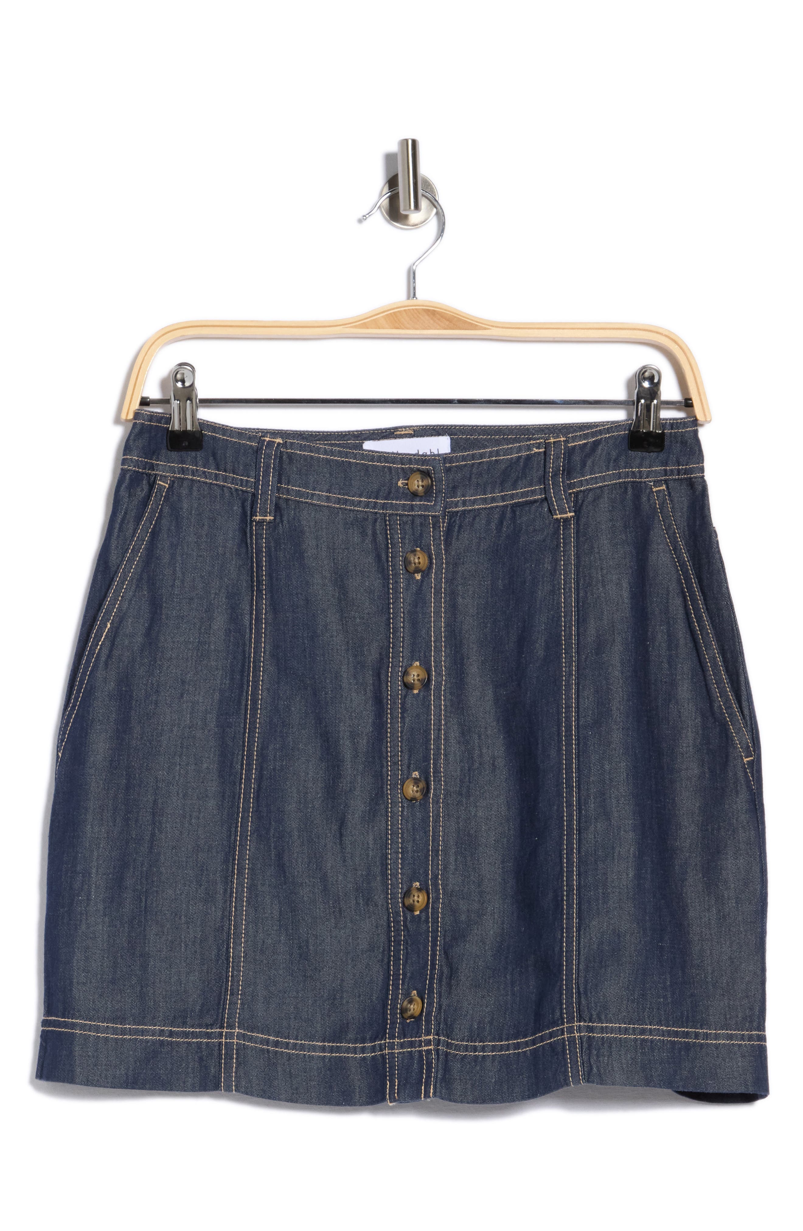 Seamed Button Front Miniskirt