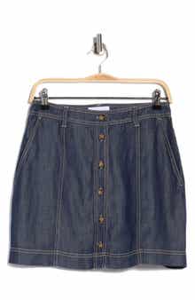 Seamed Button Front Miniskirt