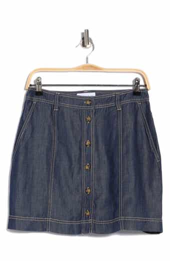 Seamed Button Front Miniskirt