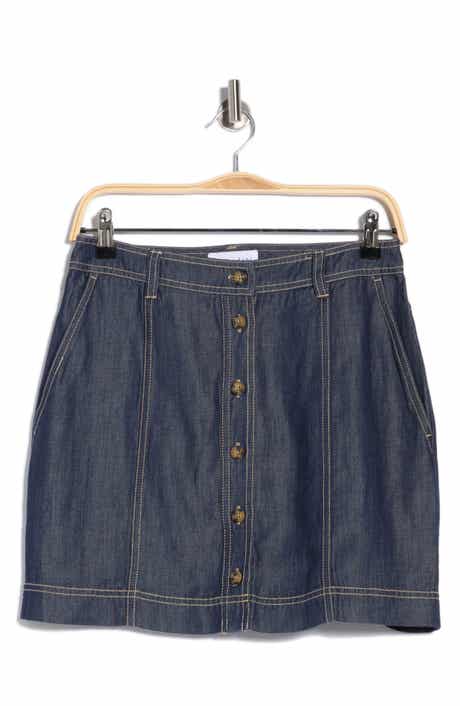 Seamed Button Front Miniskirt