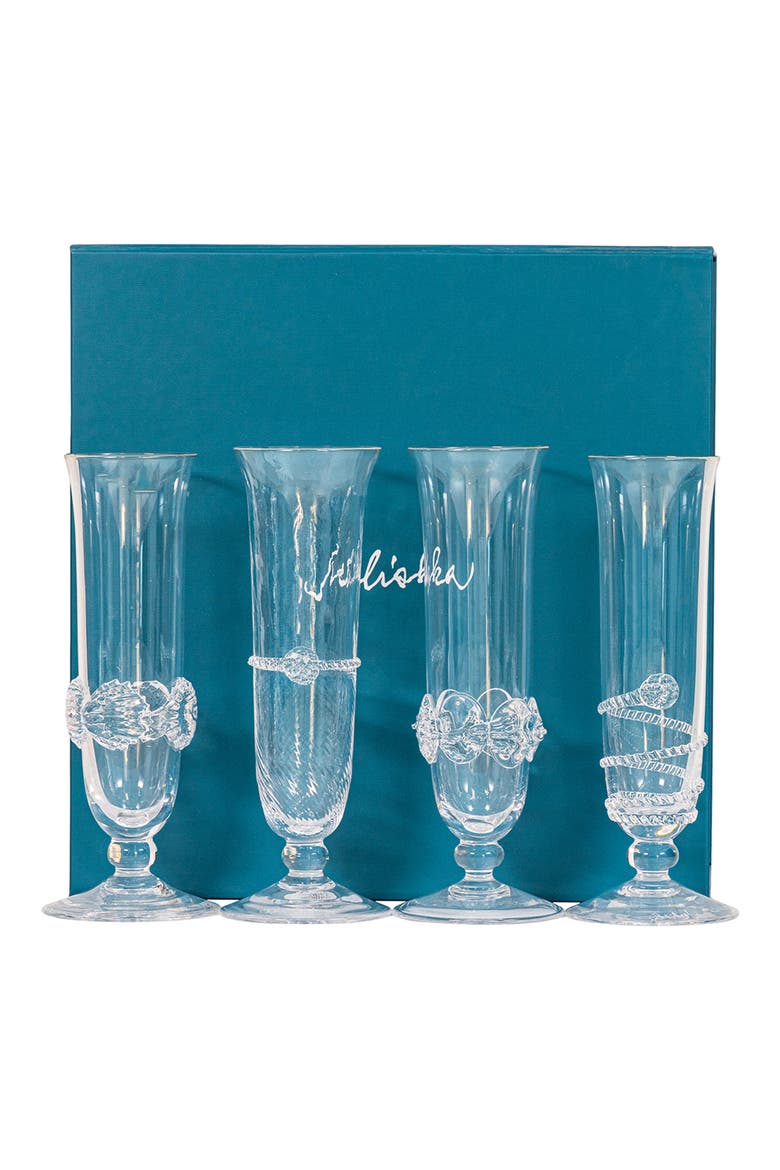 Heritage Set of 4 Assorted Champagne Flutes, Alternate, color, CLEAR