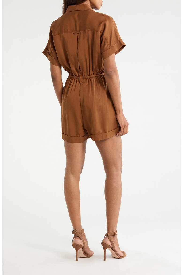 Lily Tie Waist Romper, Alternate, color, MARRON GLACE