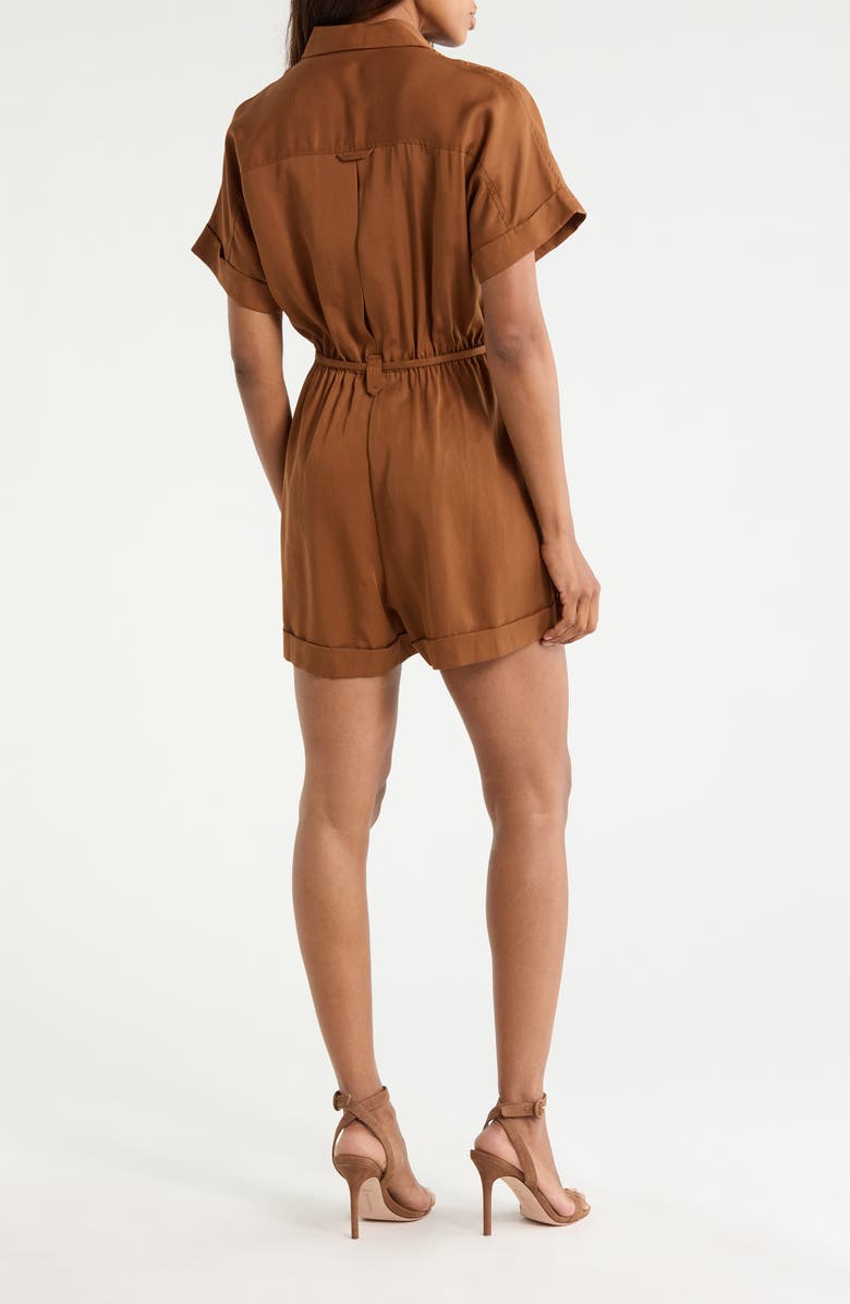 FRNCH Lily Tie Waist Romper, Alternate, color, Marron Glace