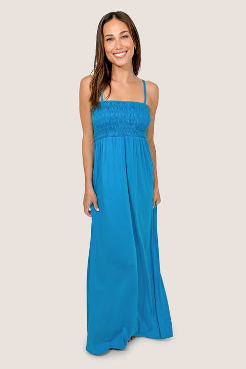 Montecito Maxi Bra-Free Dress with Smocked Bodice