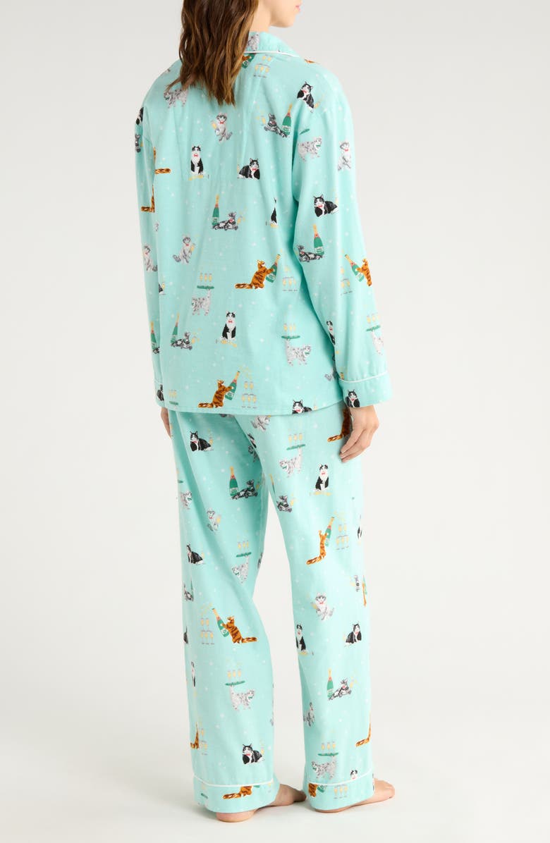 PJ Salvage Print Flannel Pajamas, Alternate, color, Mint