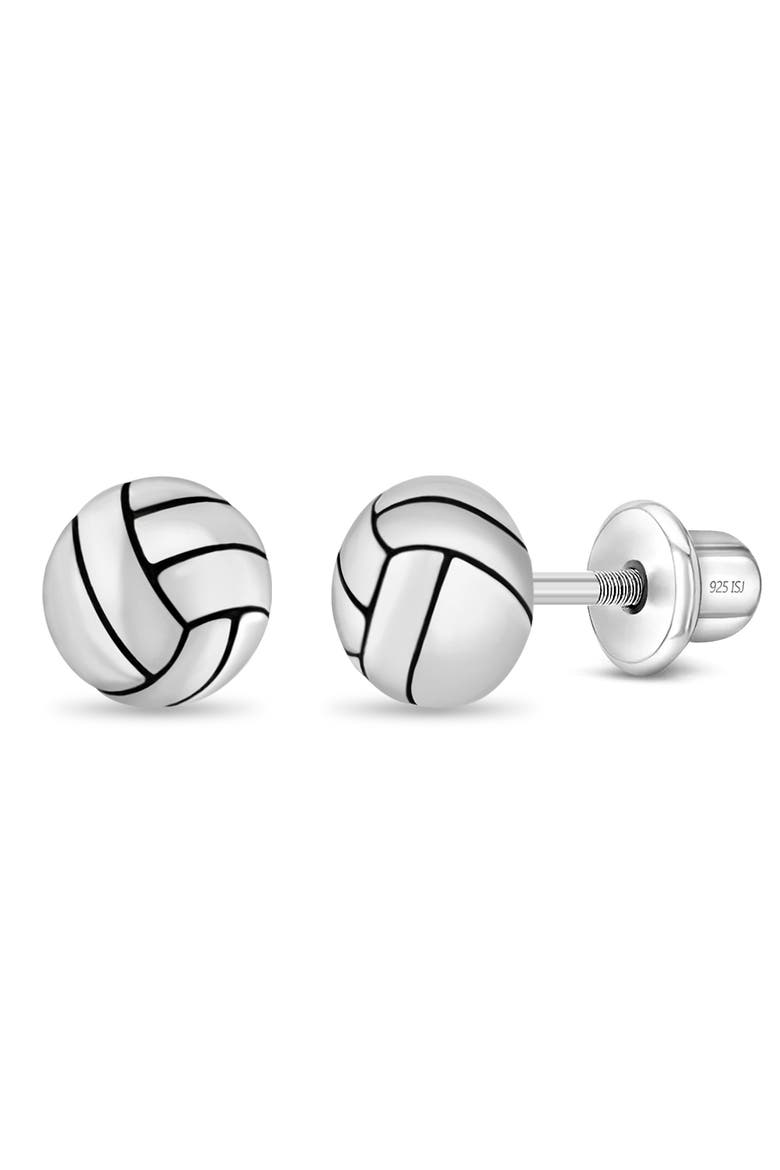 Volleyball Girl Earrings, Main, color, Silver