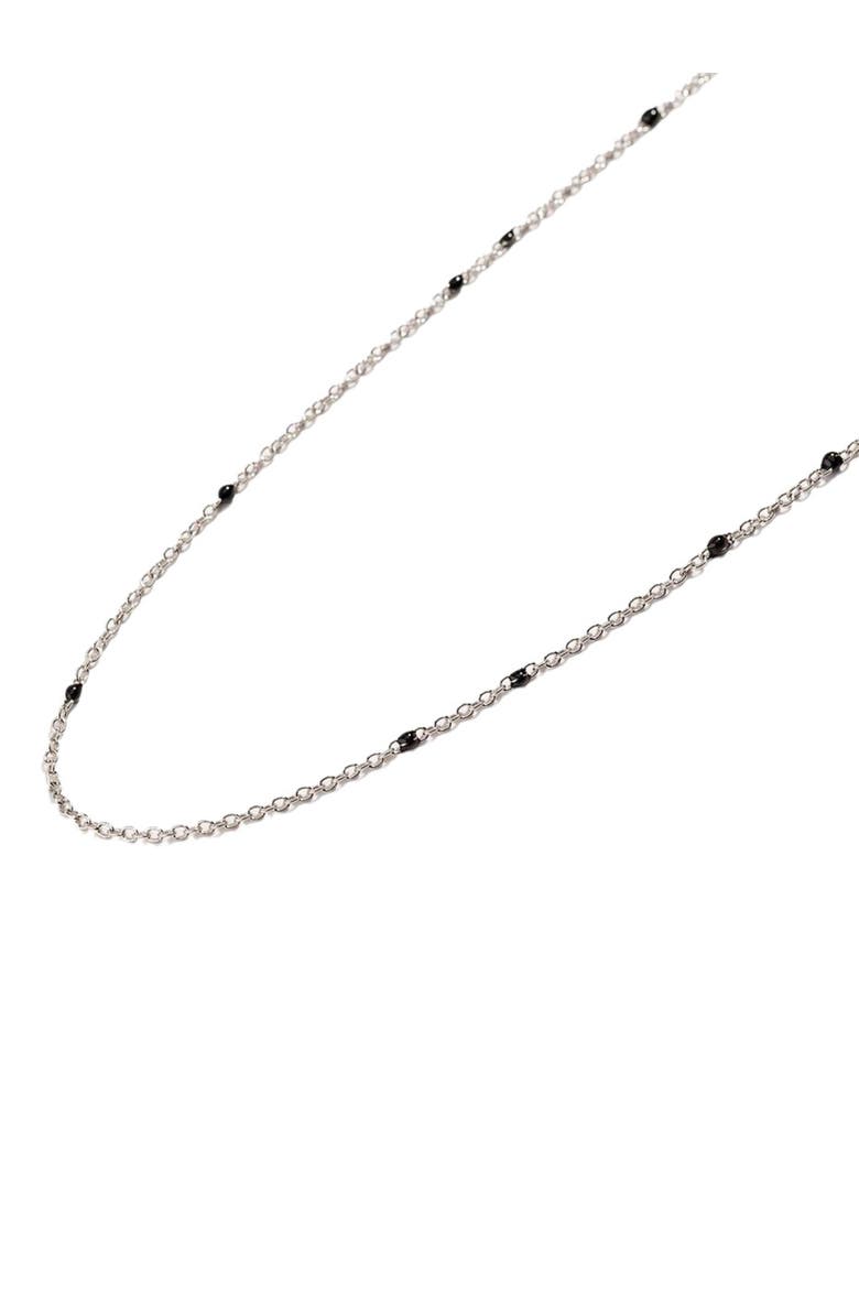 Dainty Black Onyx Beaded Link Necklace, Alternate, color, Silver