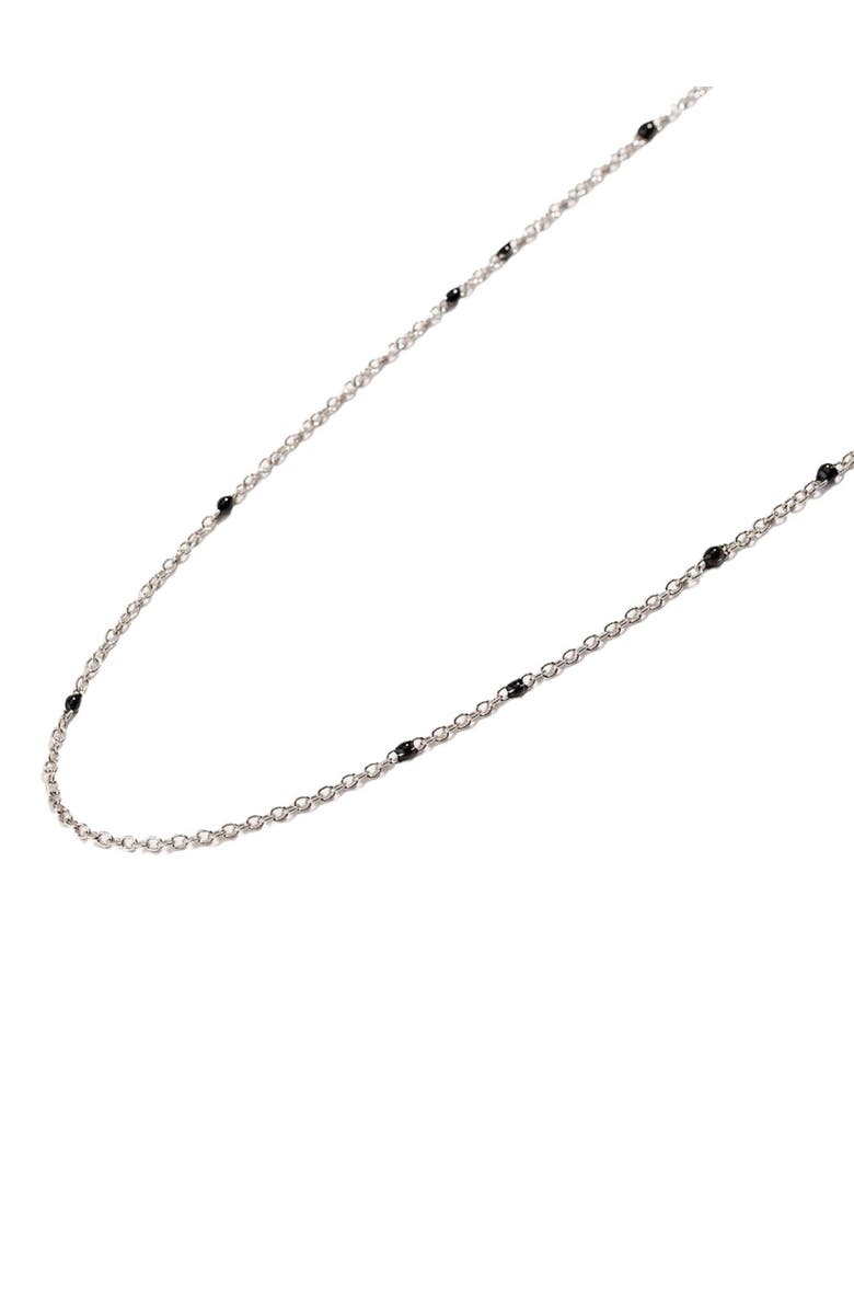 Hollywood Sensation Dainty Black Onyx Beaded Link Necklace, Alternate, color, Silver