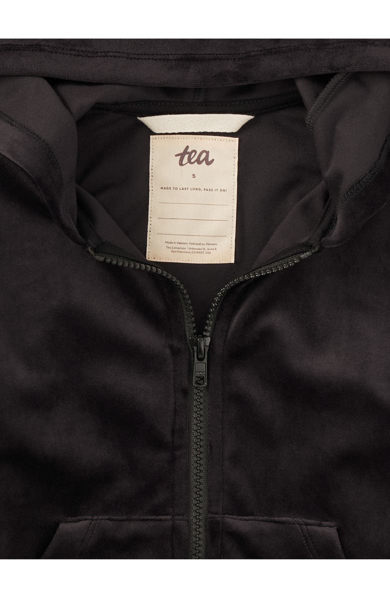 Tea Collection Cat Ears Velour Hoodie, Alternate, color, Jet Black