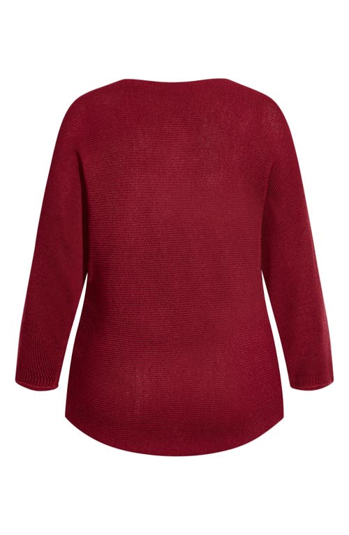 City Chic Romance One-shoulder Sweater In Red