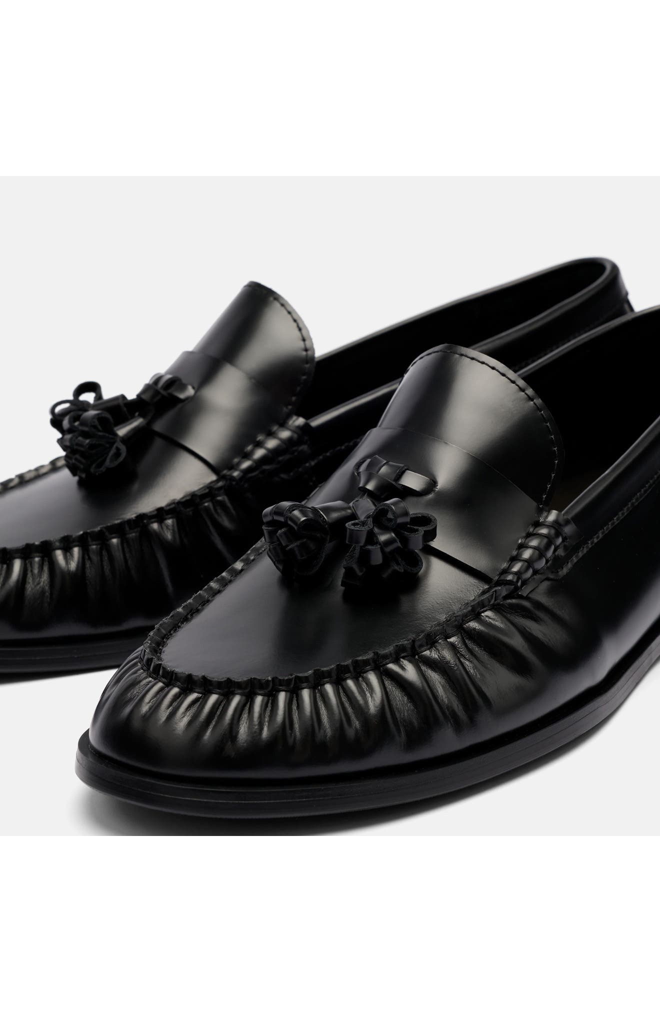 Morgan Leather Tassel Loafer, Alternate, color, BLACK