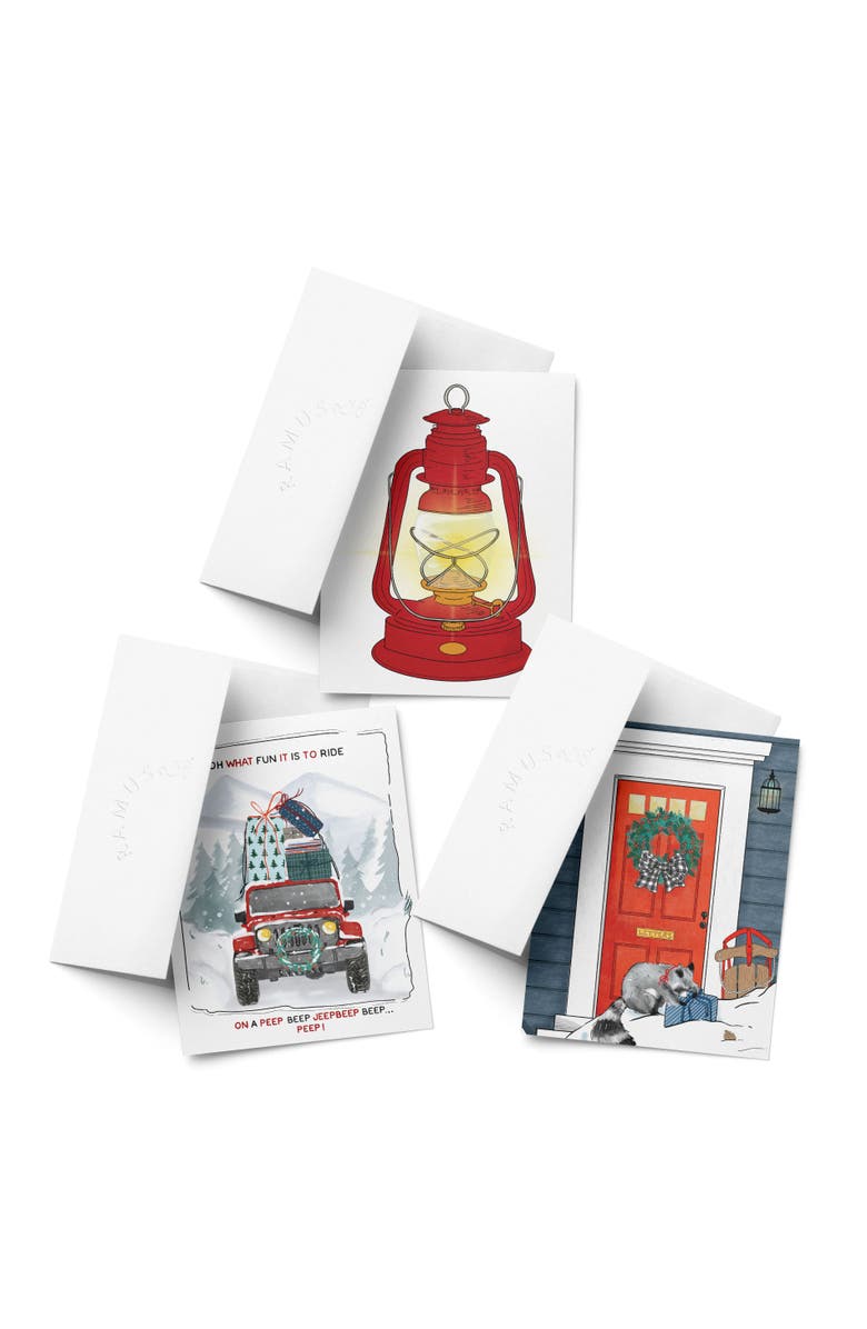 Ramus & Co Winter Jeep, Lamp, Racoon Gift Winter/Holiday/Christmas Greeting Card Pack Sets, Main, color, Multi-Pack