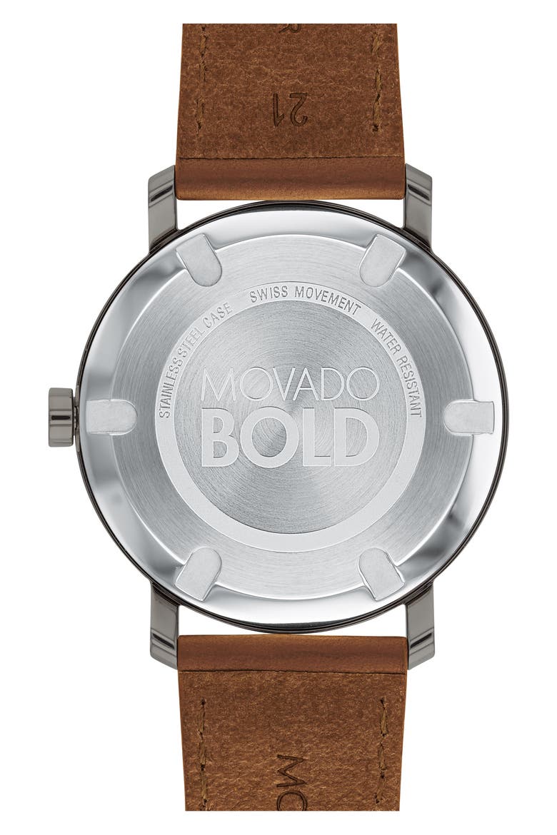 Bold Leather Strap Watch, 40mm, Alternate, color, COGNAC/ GREY