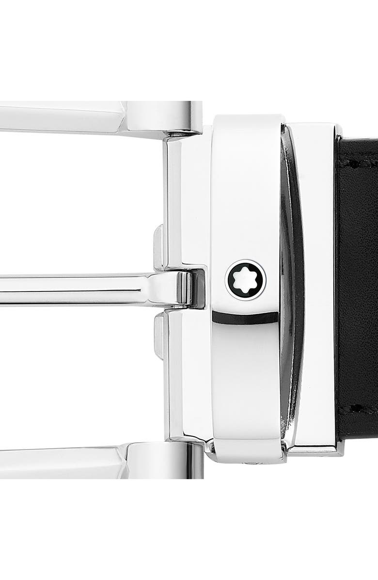Montblanc Horseshoe Shiny Stainless Steel Buckle Reversible Belt, Alternate, color, Black