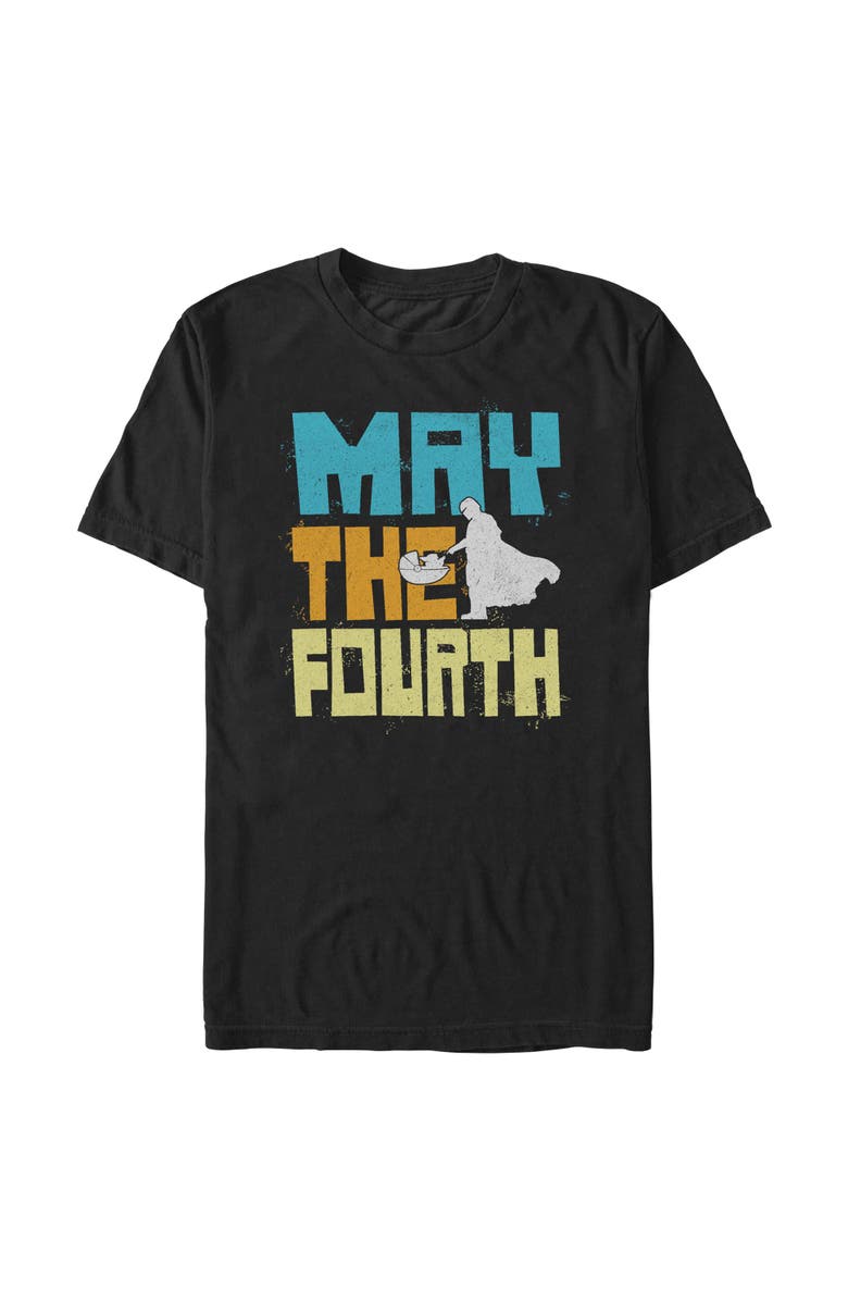 Star Wars: The Mandalorian Men's Star Wars The Mandalorian Distressed Splatter May The Fourth Graphic T-Shirt, Main, color, Black