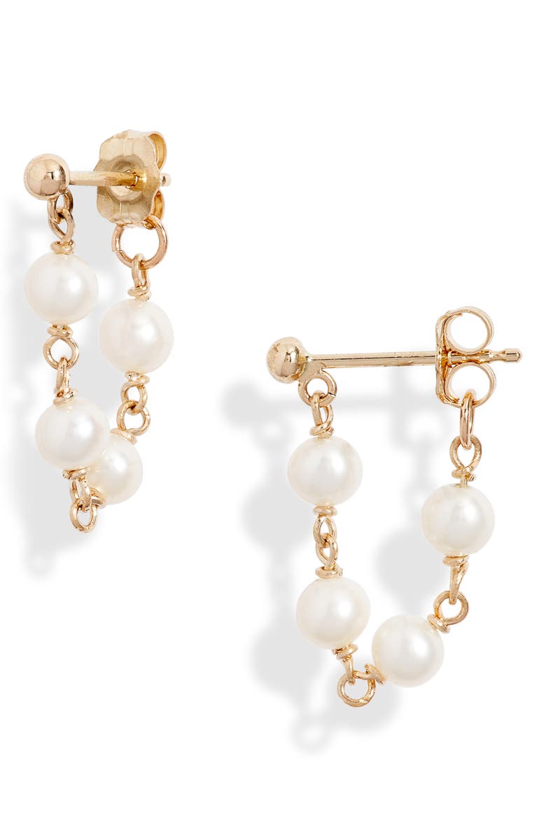 Poppy Finch Pearl Chain Wrap Earrings, Main, color,