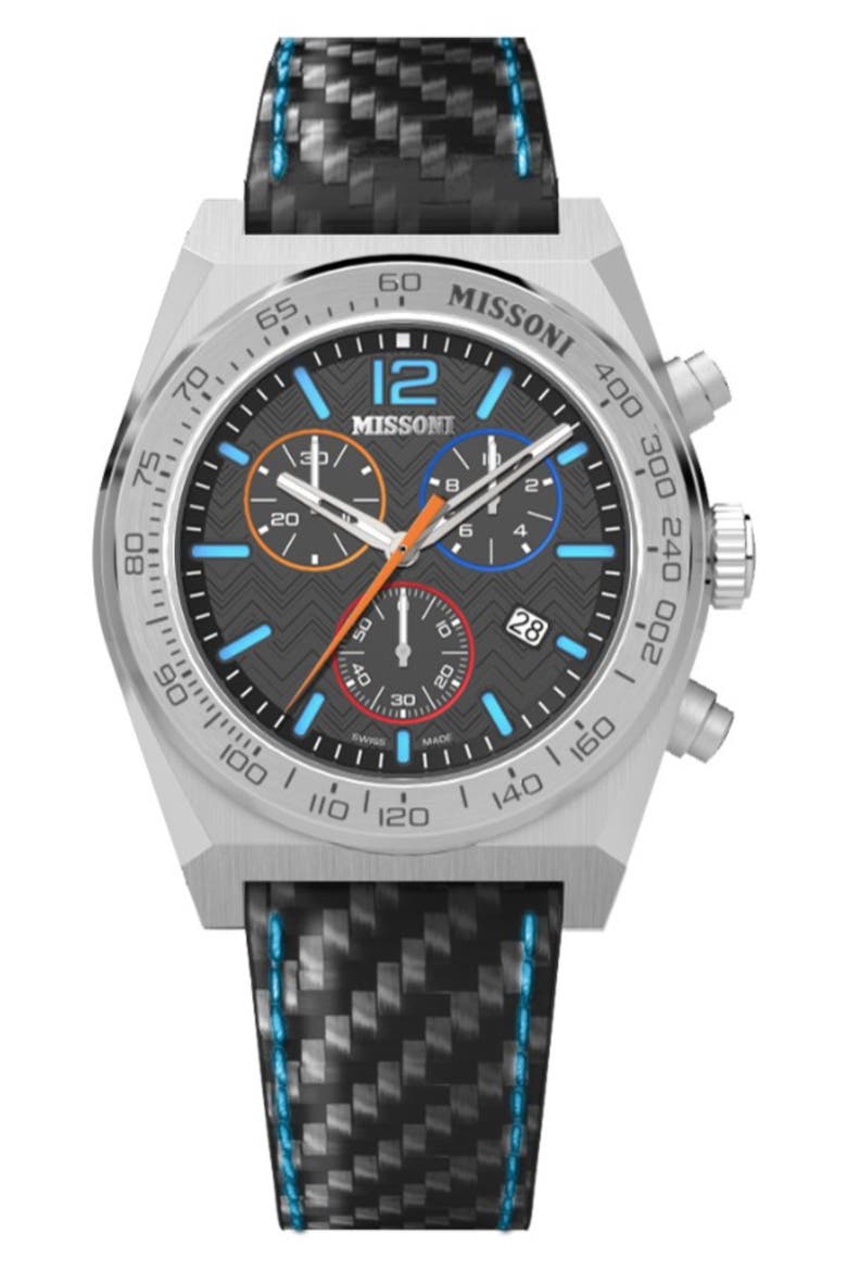 331 Chronograph Leather Strap Watch, 44.5mm, Main, color, STAINLESS STEEL