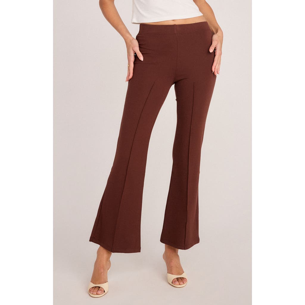 Sunday Ritual Emily Pull-on High Waist Flare Ponte Pants In Brown